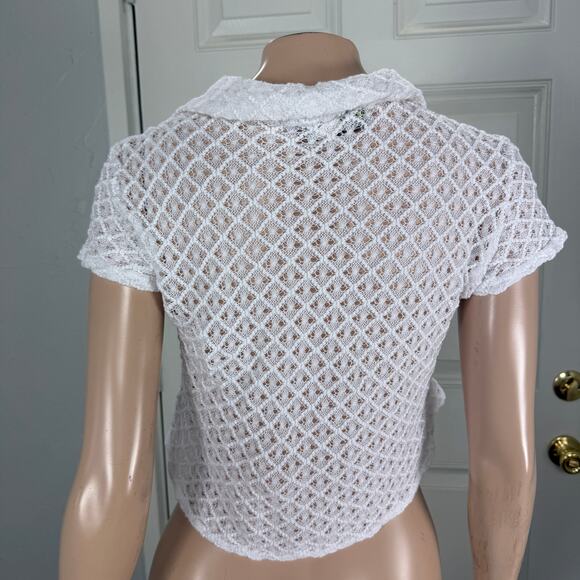 Vintage Y2K Necessary Objects Women's Top Large Cotton Baby Open Knit Crop E18 - Picture 4 of 7